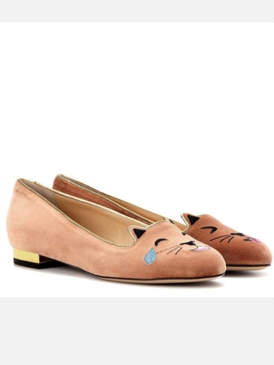 Charlotte Olympia Shoes - CHARLOTTE OLYMPIA #EMOTICATS Velvet Flats Size 39 Org. $525